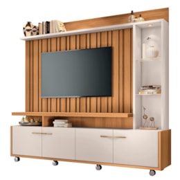 Estante Home Theater Titan Ripado Cinamomo/Off White para TV até 60” - HB Móveis Estante Home Theater Titan Ripado Cinamomo/Off White para TV até 60” - HB Móveis