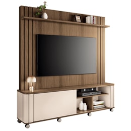 Estante Home Theater Trinus Castanho/Off White para TV até 70” - HB Móveis