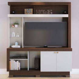 Estante Home Theater Valença Nogueira Real/Off White para TV até 50” - Colibri Estante Home Theater Valença Nogueira Real/Off White para TV até 50” - Colibri
