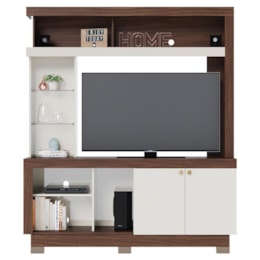 Estante Home Theater Valença Nogueira Real/Off White para TV até 50” - Colibri Estante Home Theater Valença Nogueira Real/Off White para TV até 50” - Colibri
