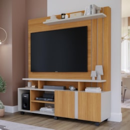 Estante Home Theater Valência Nature/Off White para TV até 55” - Permóbili 