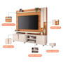 Estante Home Theater Virtus Cinamomo/Off White para TV até 70” – HB Móveis