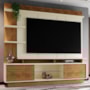 Estante Home Vinhedos 200cm Off White/Amêndoa para TV até 65” - Mobler