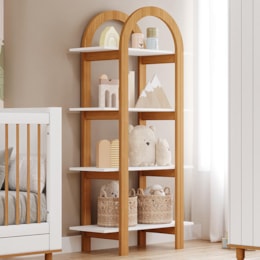 Estante Infantil Cupcake 4 Prateleiras Branco Acetinado/Nature - Permóbili Baby Estante Infantil Cupcake 4 Prateleiras Branco Acetinado/Nature - Permóbili Baby