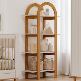 Estante Infantil Cupcake 4 Prateleiras Off White/Nature - Permóbili Baby Estante Infantil Cupcake 4 Prateleiras Off White/Nature - Permóbili Baby