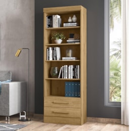 Estante Livreiro com 2 Gavetas 3420 Freijó - Qmovi Estante Livreiro com 2 Gavetas 3420 Freijó - Qmovi