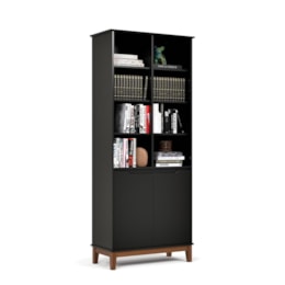 Estante Livreiro EJ Flow 2 Portas Preto – EJ Móveis