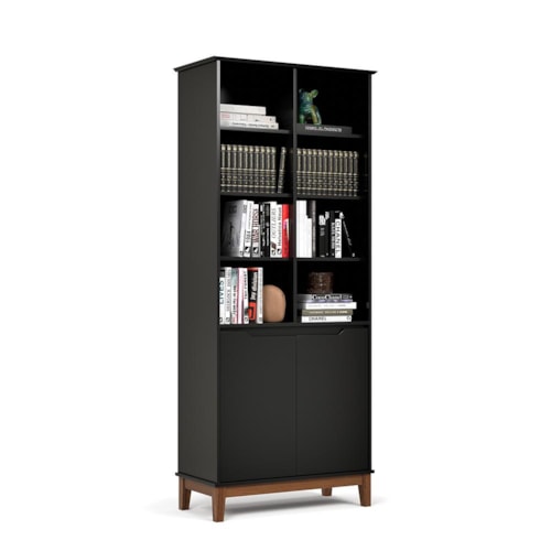 Estante Livreiro EJ Flow 2 Portas Preto – EJ Móveis