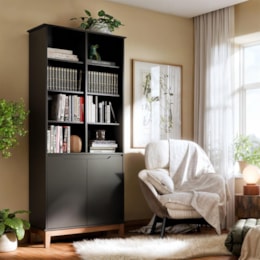 Estante Livreiro EJ Flow 2 Portas Preto – EJ Móveis