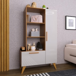 Estante Livreiro Multiuso 6213 Retrô 1 Porta e 1 Gaveta Freijó/Off White - Indékes Estante Livreiro Multiuso 6213 Retrô 1 Porta e 1 Gaveta Freijó/Off White - Indékes