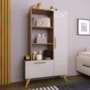 Estante Livreiro Multiuso 6213 Retrô 1 Porta e 1 Gaveta Freijó/Off White - Indékes