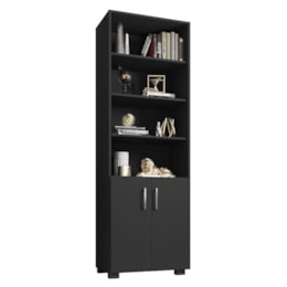 Estante Livreiro Office com 2 Portas Pequenas Preto Tx - PR Móveis Estante Livreiro Office com 2 Portas Pequenas Preto Tx - PR Móveis