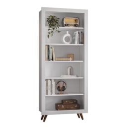 Estante Livreiro Retrô 6 Prateleiras Branco - Qmovi Estante Livreiro Retrô 6 Prateleiras Branco - Qmovi
