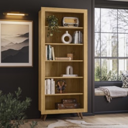 Estante Livreiro Retrô 6 Prateleiras Freijó - Qmovi Estante Livreiro Retrô 6 Prateleiras Freijó - Qmovi