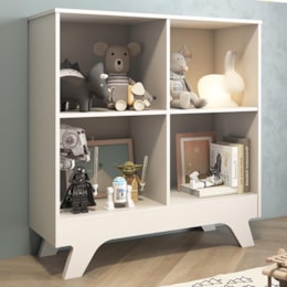 Estante Retrô com 4 Nichos Branco Brilho - Móveis Peroba Estante Retrô com 4 Nichos Branco Brilho - Móveis Peroba