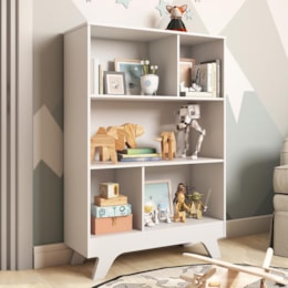 Estante Retrô com 5 Nichos Branco Brilho - Móveis Peroba Estante Retrô com 5 Nichos Branco Brilho - Móveis Peroba