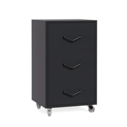 Gaveteiro 3 Gavetas Steel Preto – EJ Móveis