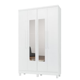 Guarda Roupa 4 Portas e 2 Gavetas Luna Branco Brilho com Espelho e Pés - Qmovi Guarda Roupa 4 Portas e 2 Gavetas Luna Branco Brilho com Espelho e Pés - Qmovi