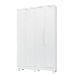 Guarda Roupa 4 Portas e 2 Gavetas Luna Branco Brilho com Pés - Qmovi Guarda Roupa 4 Portas e 2 Gavetas Luna Branco Brilho com Pés - Qmovi