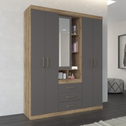 Guarda Roupa 5 Portas 3 Gavetas Star 5.3 Atacama/Grafite - PR Móveis Guarda Roupa 5 Portas 3 Gavetas Star 5.3 Atacama/Grafite - PR Móveis