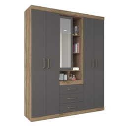 Guarda Roupa 5 Portas 3 Gavetas Star 5.3 Atacama/Grafite - PR Móveis Guarda Roupa 5 Portas 3 Gavetas Star 5.3 Atacama/Grafite - PR Móveis