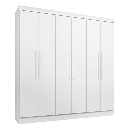 Guarda Roupa 6 Portas e 3 Gavetas Luna Branco Brilho - Qmovi