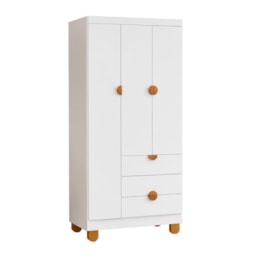Guarda Roupa Apolo 3 Portas e 3 Gavetas Branco Fosco - Reller Móveis
