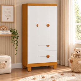 Guarda Roupa Apolo 3 Portas e 3 Gavetas Branco Fosco/Savana - Reller Móveis