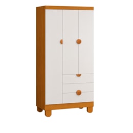 Guarda Roupa Apolo 3 Portas e 3 Gavetas Branco Fosco/Savana - Reller Móveis