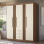 Guarda Roupa Aurora 3.3 Ripado 3 Portas e 3 Gavetas Jatobá/Areia - Santos Andirá