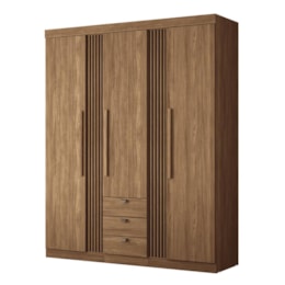 Guarda Roupa Aurora 3.3 Ripado 3 Portas e 3 Gavetas Jatobá com Espelho e Pés - Santos Andirá Guarda Roupa Aurora 3.3 Ripado 3 Portas e 3 Gavetas Jatobá com Espelho e Pés - Santos Andirá