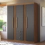 Guarda Roupa Aurora 3.3 Ripado 3 Portas e 3 Gavetas Jatobá/Grafite - Santos Andirá