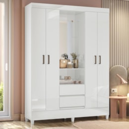 Guarda Roupa Capelinha Fit 4 Portas 2 Gavetas Branco - Santos Andirá
