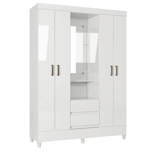 Guarda Roupa Capelinha Fit 4 Portas 2 Gavetas Branco - Santos Andirá