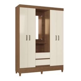 Guarda Roupa Capelinha Fit 4 Portas 2 Gavetas Jequitibá/Off White - Santos Andirá