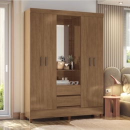 Guarda Roupa Capelinha Fit 4 Portas 2 Gavetas Jequitibá - Santos Andirá