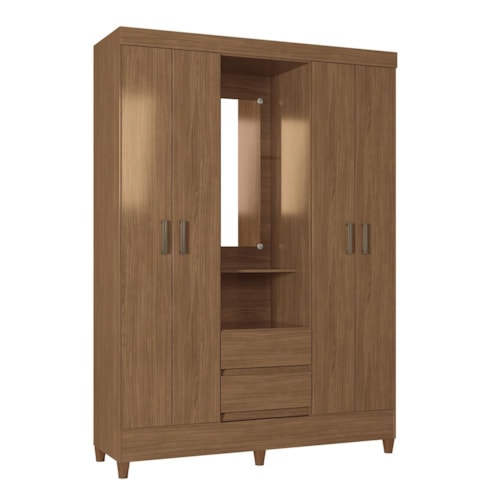 Guarda Roupa Capelinha Fit 4 Portas 2 Gavetas Jequitibá - Santos Andirá
