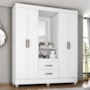 Guarda Roupa Capelinha Lite 4 Portas e 2 Gavetas Branco com Espelho - Móveis Leão