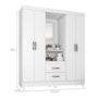 Guarda Roupa Capelinha Lite 4 Portas e 2 Gavetas Branco com Espelho - Móveis Leão