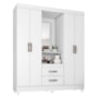 Guarda Roupa Capelinha Lite 4 Portas e 2 Gavetas Branco com Espelho - Móveis Leão
