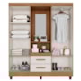Guarda Roupa Capelinha Lite 4 Portas e 2 Gavetas Nature/Off White com Espelho - Móveis Leão 