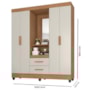 Guarda Roupa Capelinha Lite 4 Portas e 2 Gavetas Nature/Off White com Espelho - Móveis Leão 