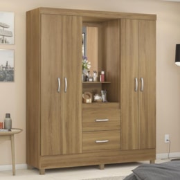 Guarda Roupa Capelinha Lord 4 Portas Amêndola com Espelho - Demóbile Guarda Roupa Capelinha Lord 4 Portas Amêndola com Espelho - Demóbile