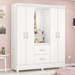 Guarda Roupa Capelinha Lord 4 Portas Branco com Espelho - Demóbile Guarda Roupa Capelinha Lord 4 Portas Branco com Espelho - Demóbile
