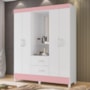 Guarda Roupa Capelinha Mobi 4 Portas Flex Branco/Rosa - Móveis Albatroz