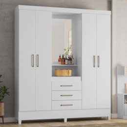 Guarda Roupa Capelinha Pérsia 4 Portas Branco com Espelho - Demóbile Guarda Roupa Capelinha Pérsia 4 Portas Branco com Espelho - Demóbile