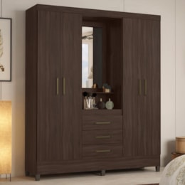 Guarda Roupa Capelinha Pérsia 4 Portas Café Touch com Espelho - Demóbile Guarda Roupa Capelinha Pérsia 4 Portas Café Touch com Espelho - Demóbile