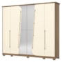 Guarda Roupa Casal 6 Portas Dubai Nature/Off White- Móveis Henn