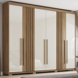 Guarda Roupa Casal 6 Portas Norton Nature/Off White - Móveis Henn