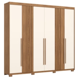 Guarda Roupa Casal 6 Portas Norton Nature/Off White - Móveis Henn